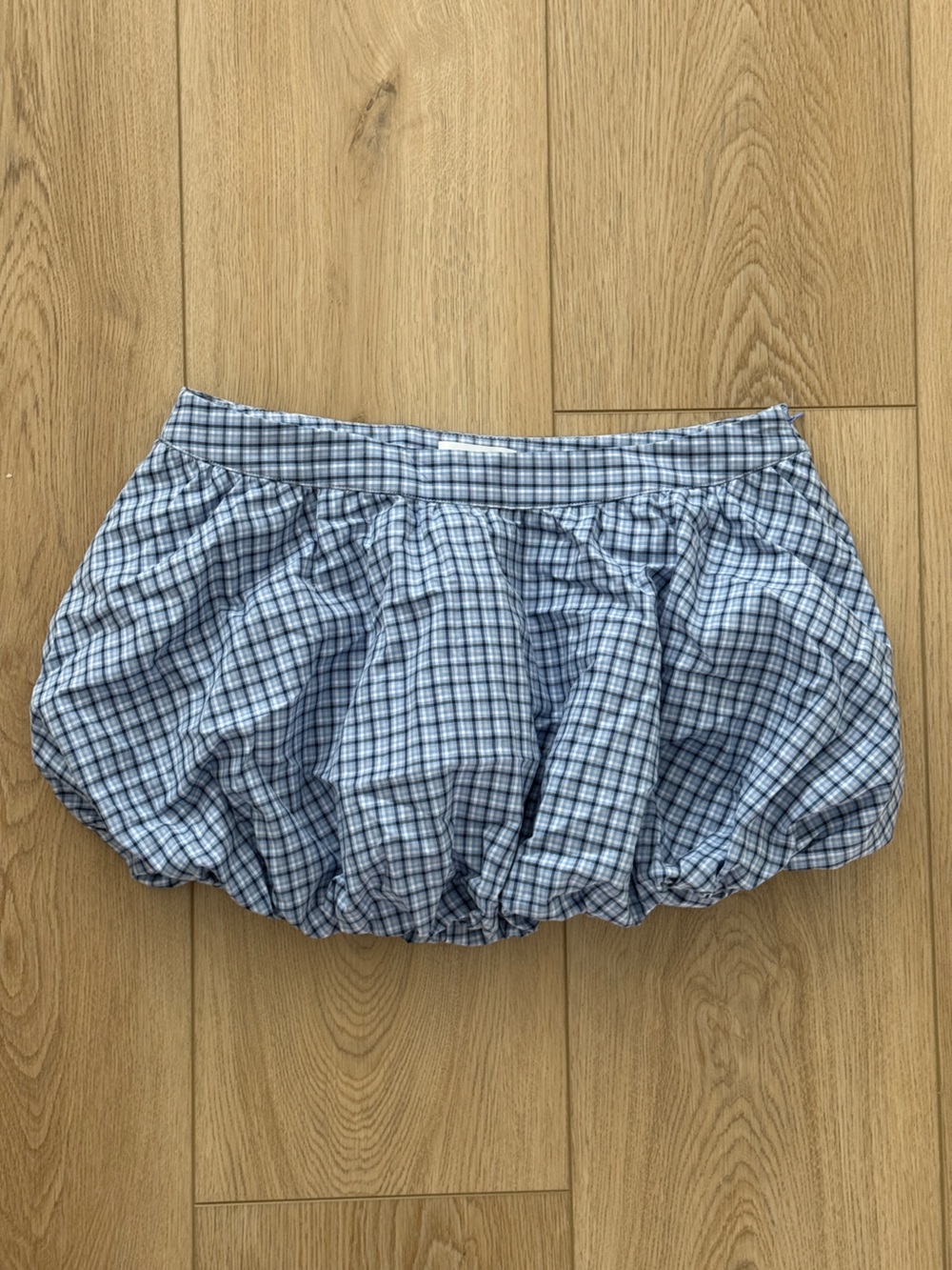 Lovers + Friends Blue Plaid Bubble Mini Skirt